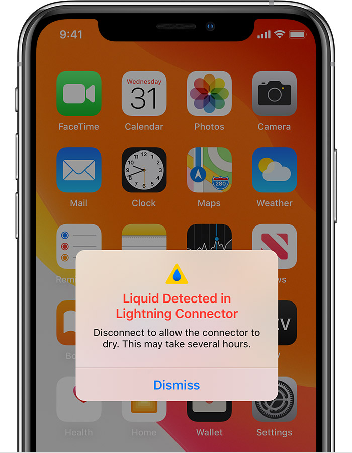 广宗苹果手机维修分享iPhone 12 在充电时出现 “闪电接口检测到液体”的提示怎么办 